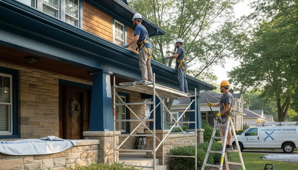 Milwaukee, WI painting contractor at work on a residential exterior painting project
