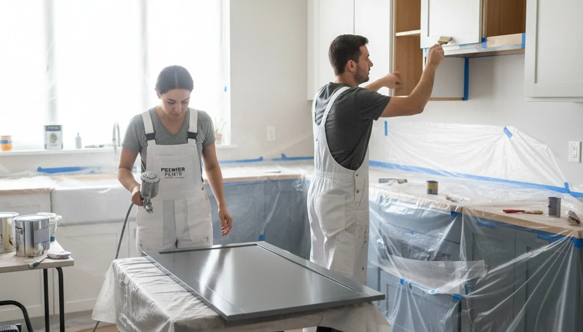 Cabinet painting in Milwaukee, WI with durable finish for kitchen cabinets